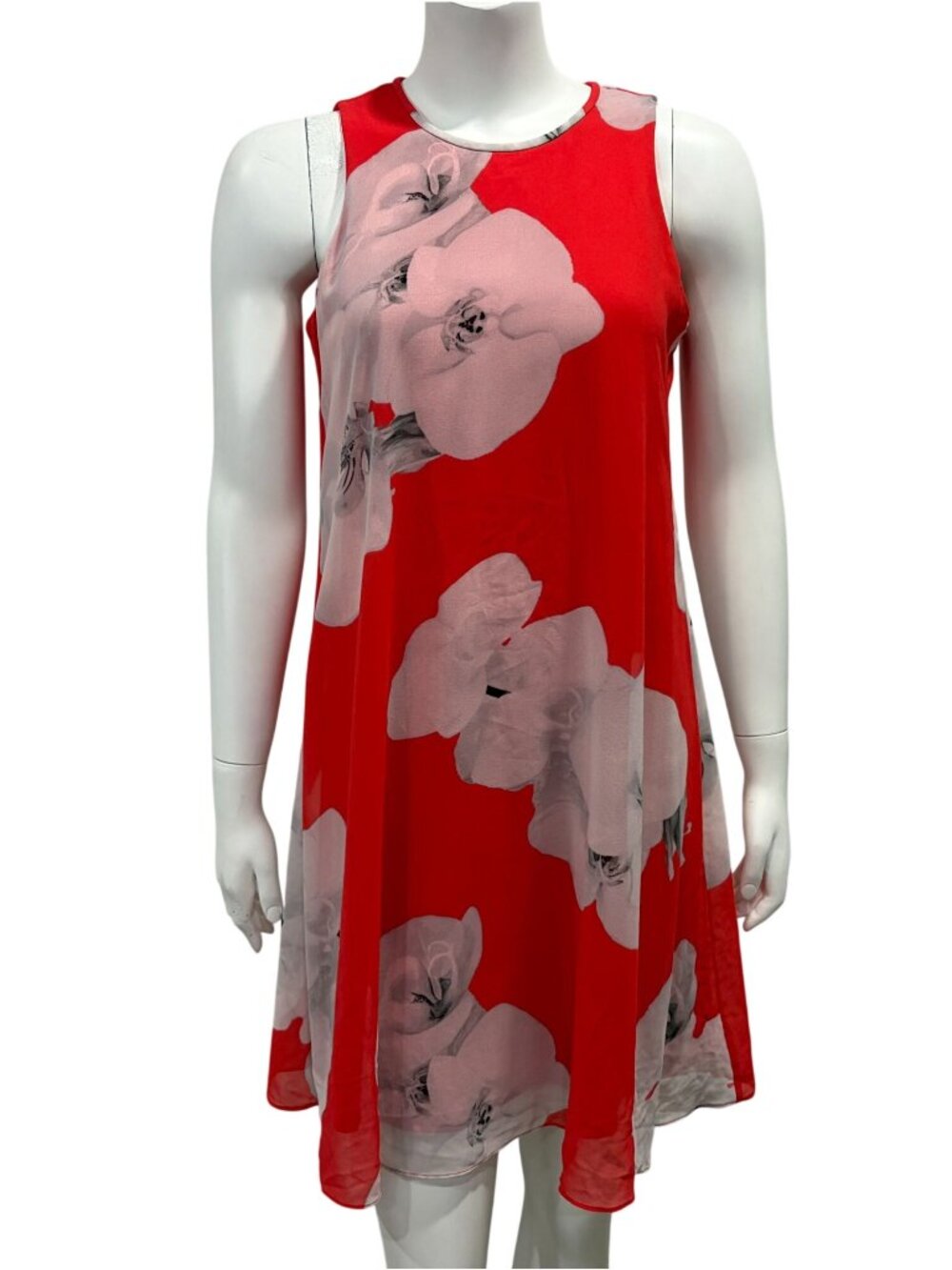 Calvin Klein Sleeveless A Line Shift Dress Size 6 Floral Lined Lightweight